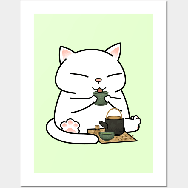 Chubby Cat Tea Wall Art by Takeda_Art